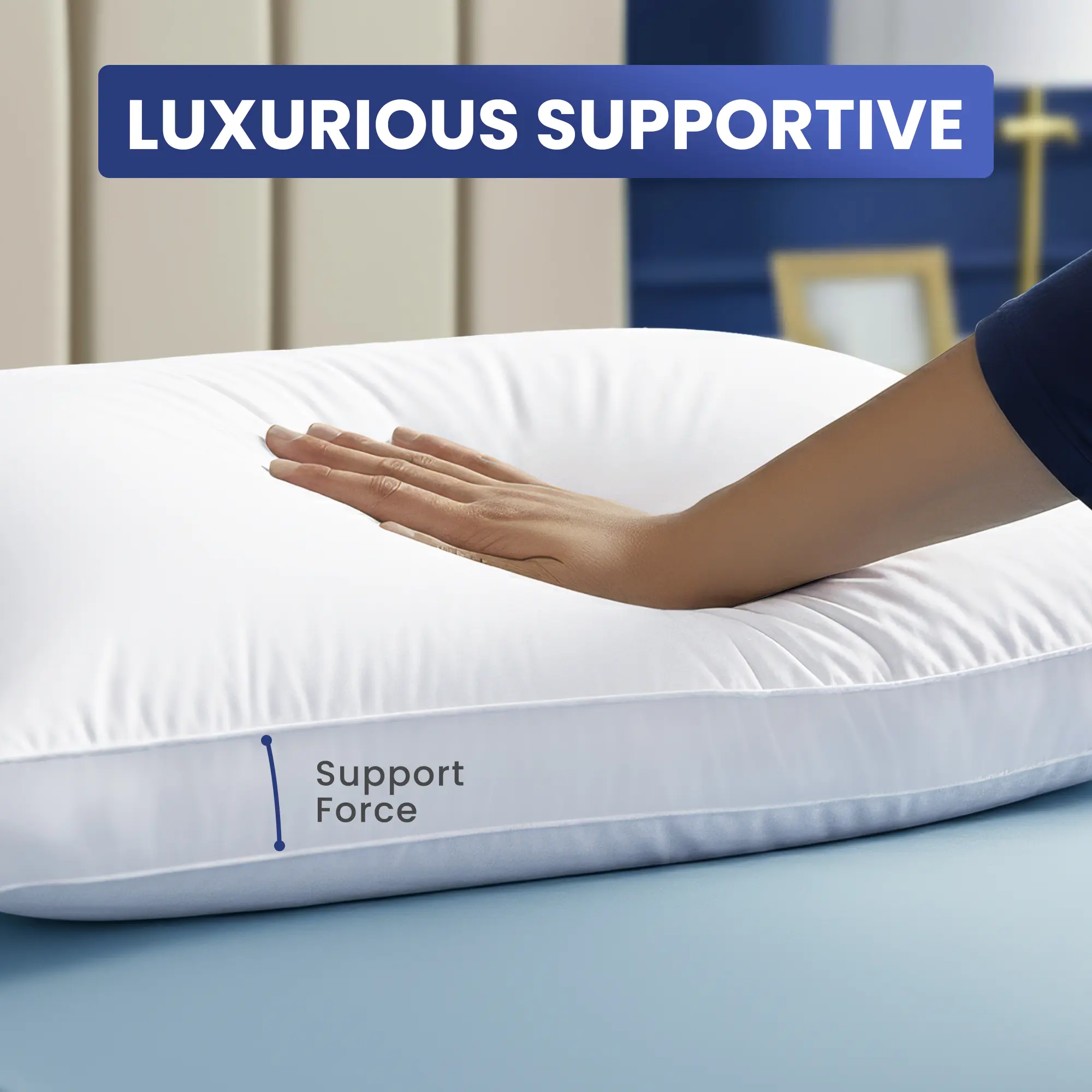 Gusseted Pillow Set, King & Queen Size Hotel Style Bed Pillows
