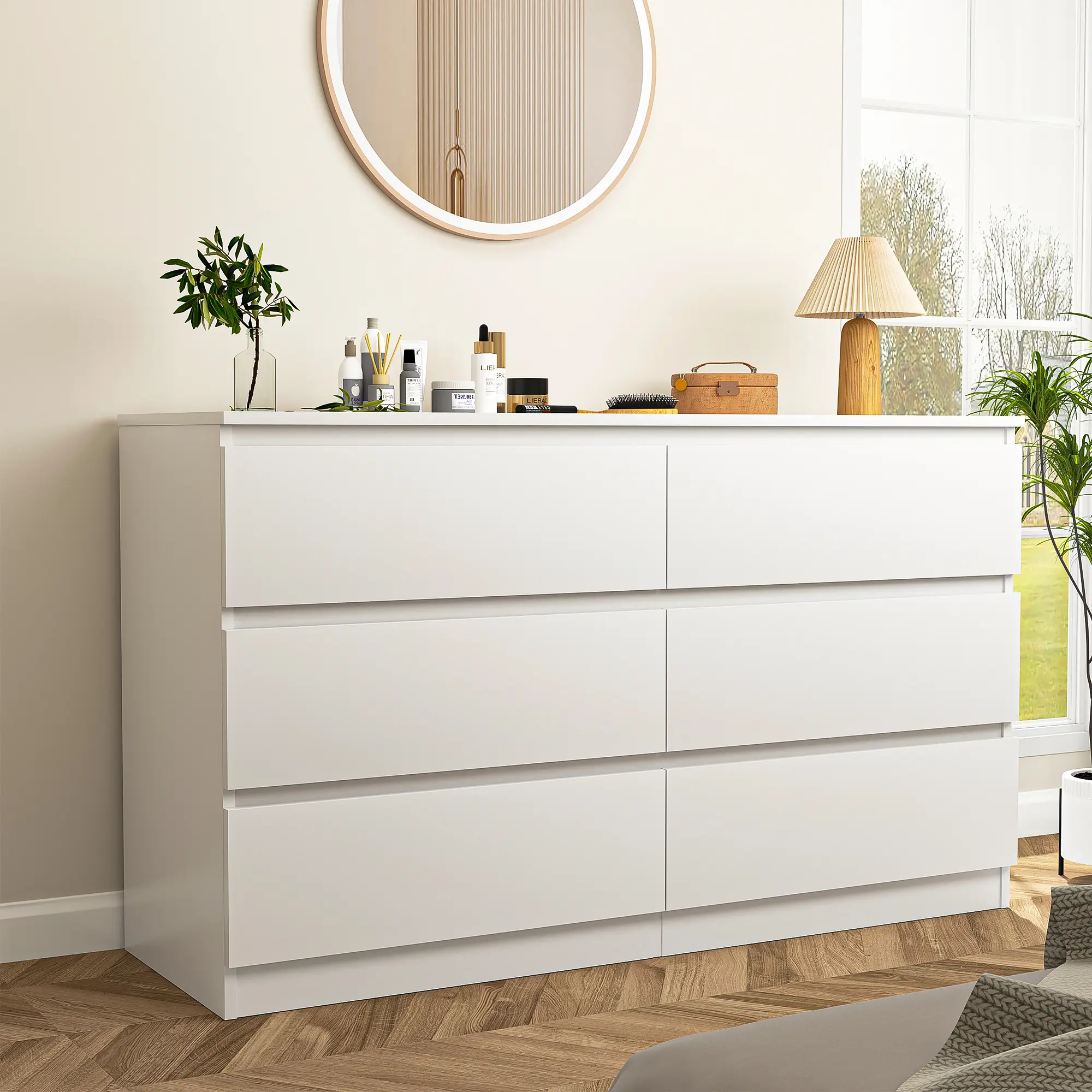 Modern 6-Drawer Dresser, Bedroom Storage Chest with Spacious Drawers, Minimalist Organizer Cabinet for Clothes, Bedroom, Living Room & Home