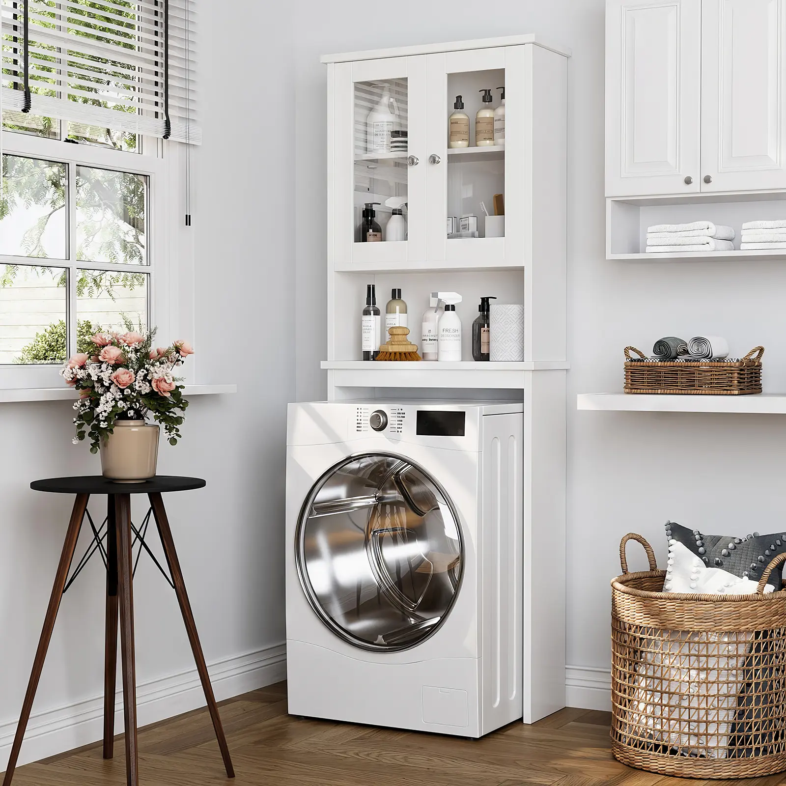 Over The Toilet Storage Cabinet, Space Saver Bathroom Organizer with Adjustable Shelves