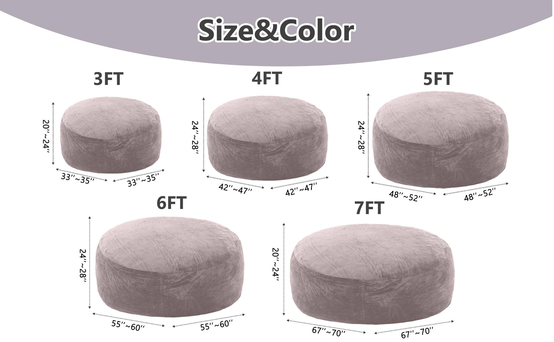 3FT/4FT/7FT No Gift, 5FT/Jumbo with 3 Gifts Bean Bag (with Filler) Lazy sofa Beanbag Chairs For Adults Ship Free High-Rebound Memory Foam Filling Furniture Flannel Cover Removable Modern Upholstered Sofa