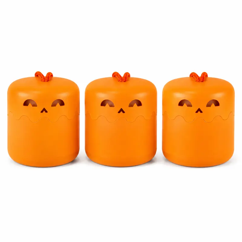 3-Pack Halloween Pumpkin Lantern, Collapsible Lantern Pumpkins with Lanyard, Halloween Party Favors for Kids, Light up Pumpkin Outdoor for Halloween Party Decoration,Rechargeable