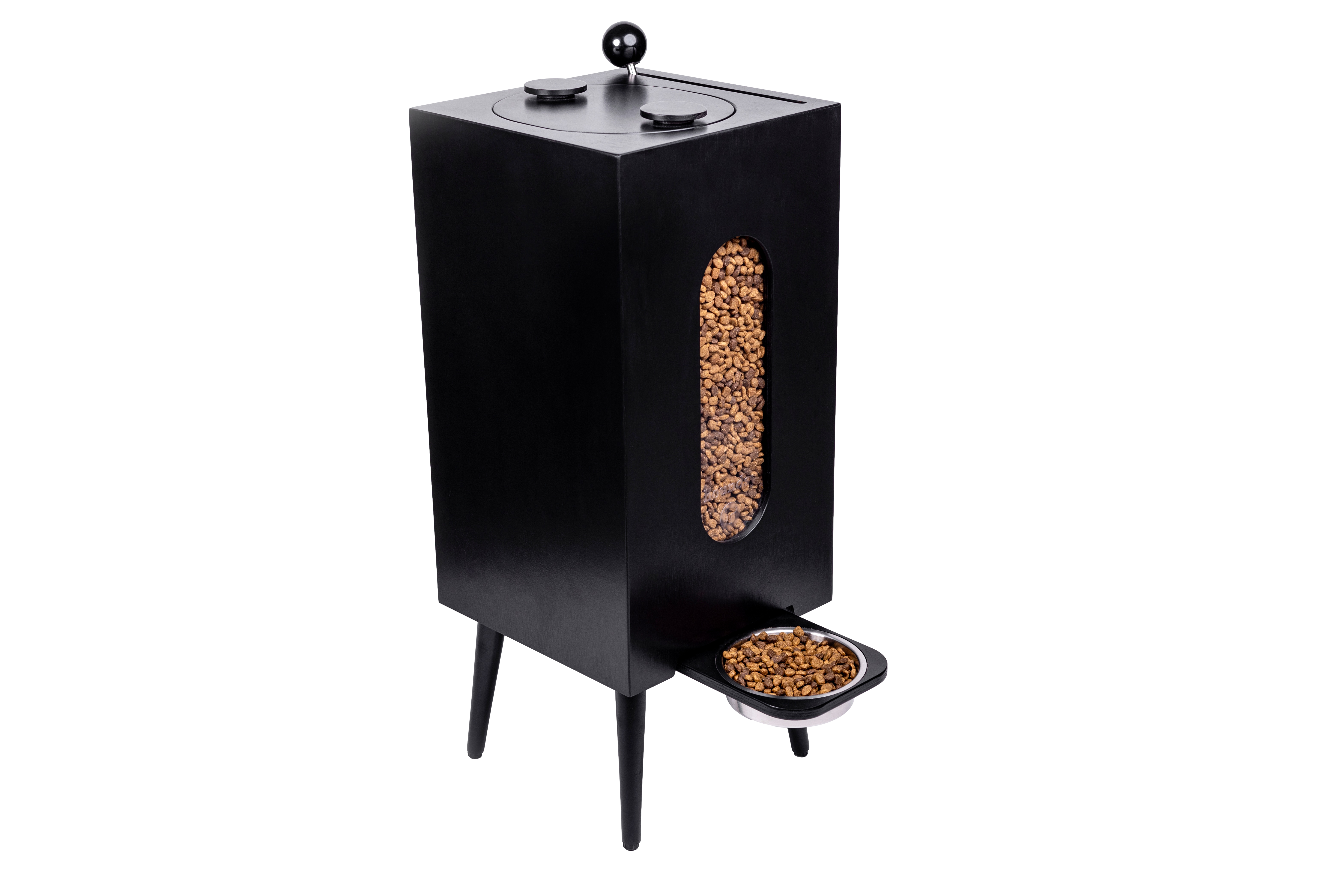 Aesthetic Dog Food Dispenser, Modern Automatic Kibble Feeder with Hidden Storage, Stylish Pet Station for Clean Home Spaces