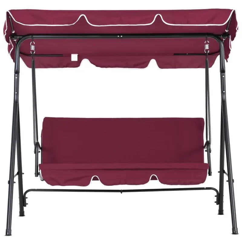 3-Seat Patio Swing Chair with Adjustable Canopy, Outdoor Porch Swing with Removable Cushions for Backyard & Garden