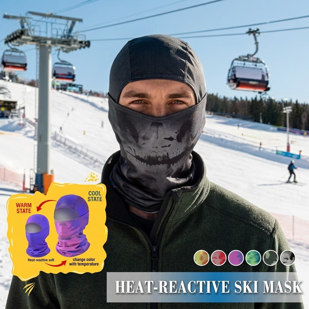 Heat-Sensitive Color-Changing Balaclava,Full Face Winter Mask with Stretchy Comfortable Fit, Ski & Snowboard Hood for Men & Women