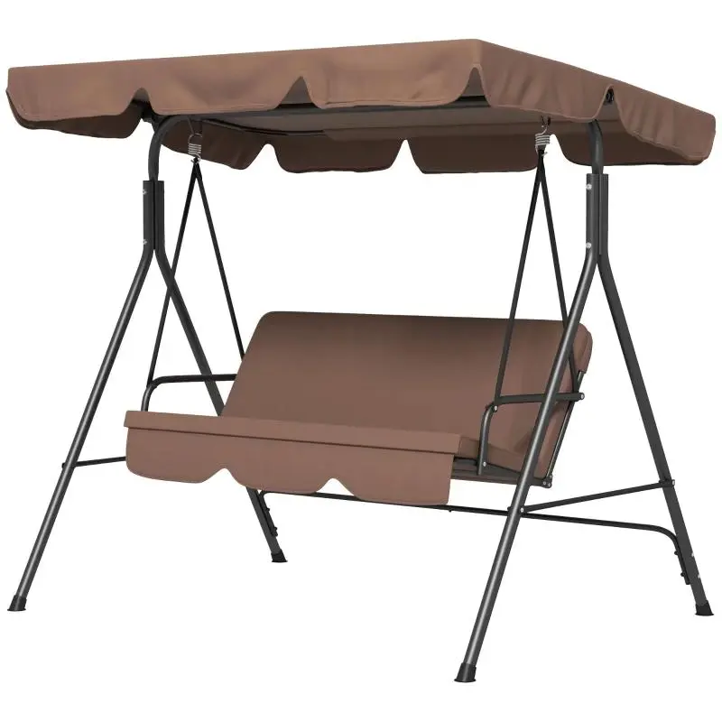 3-Seat Patio Swing Chair with Adjustable Canopy, Outdoor Porch Swing with Removable Cushions for Backyard & Garden