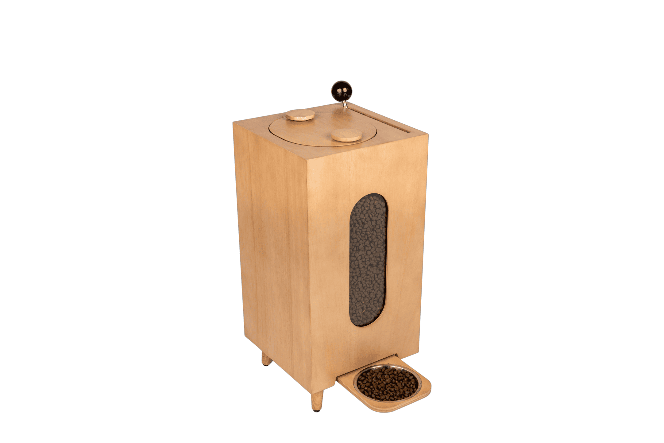 Aesthetic Dog Food Dispenser, Modern Automatic Kibble Feeder with Hidden Storage, Stylish Pet Station for Clean Home Spaces