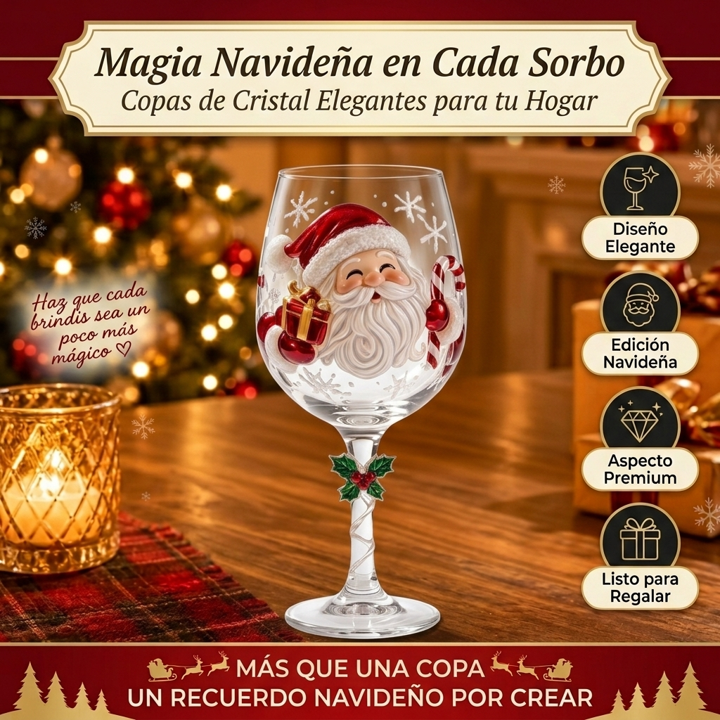 3D Christmas Glass Cups, Decorative Crystal Drinking Glasses with Festive Holiday Designs for Christmas Table Decor, Family Dinners & Celebrations