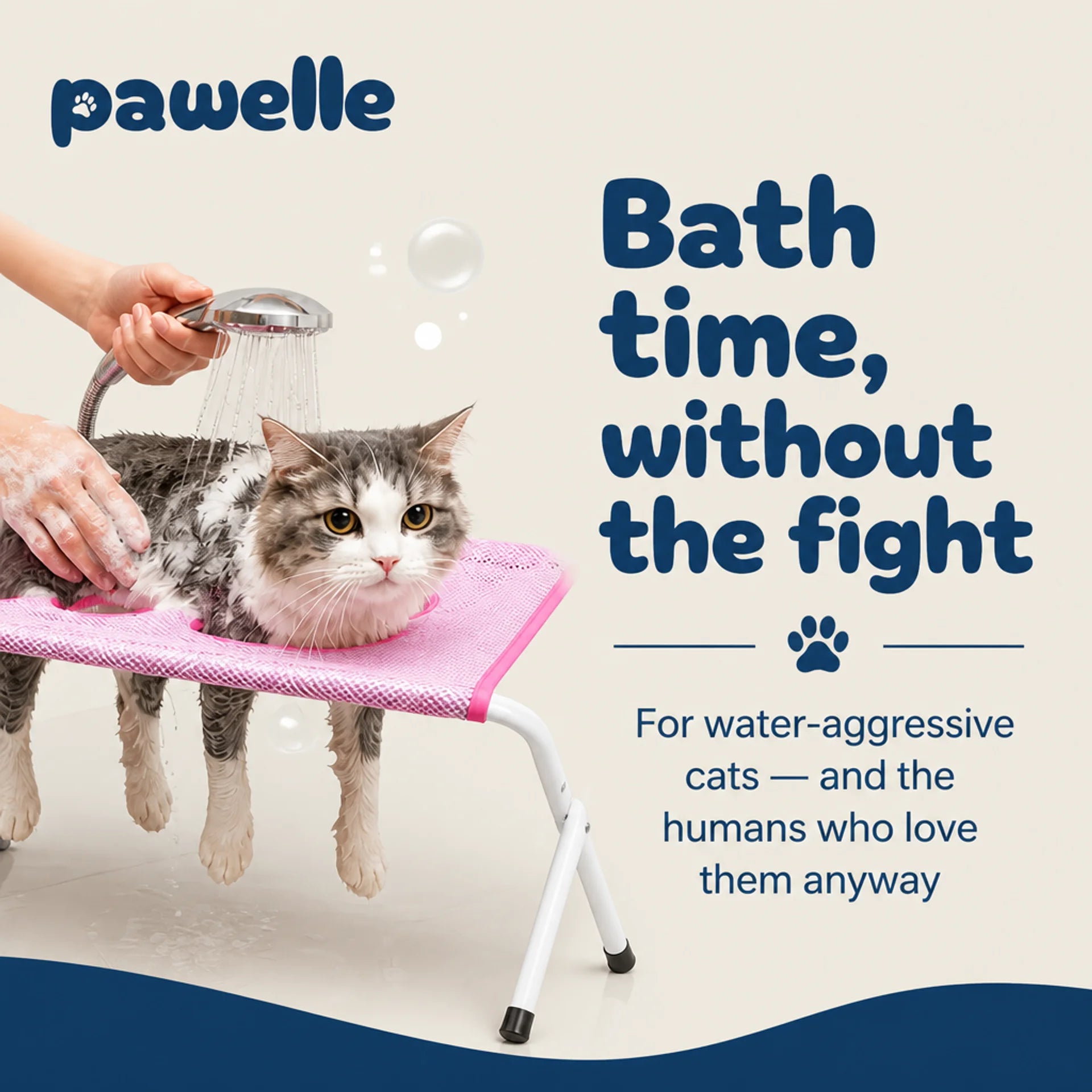 Foldable Cat Bath Stand, Mesh Grooming Support Rack for Cats & Small Pets