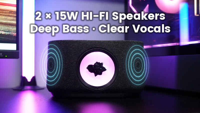SoundFlux V2 Ferrofluid Bluetooth Speaker, 30W Hi-Fi Wireless Speaker with Music Visualizer, Dynamic RGB Lighting & 15W Wireless Charging for Desk Setup