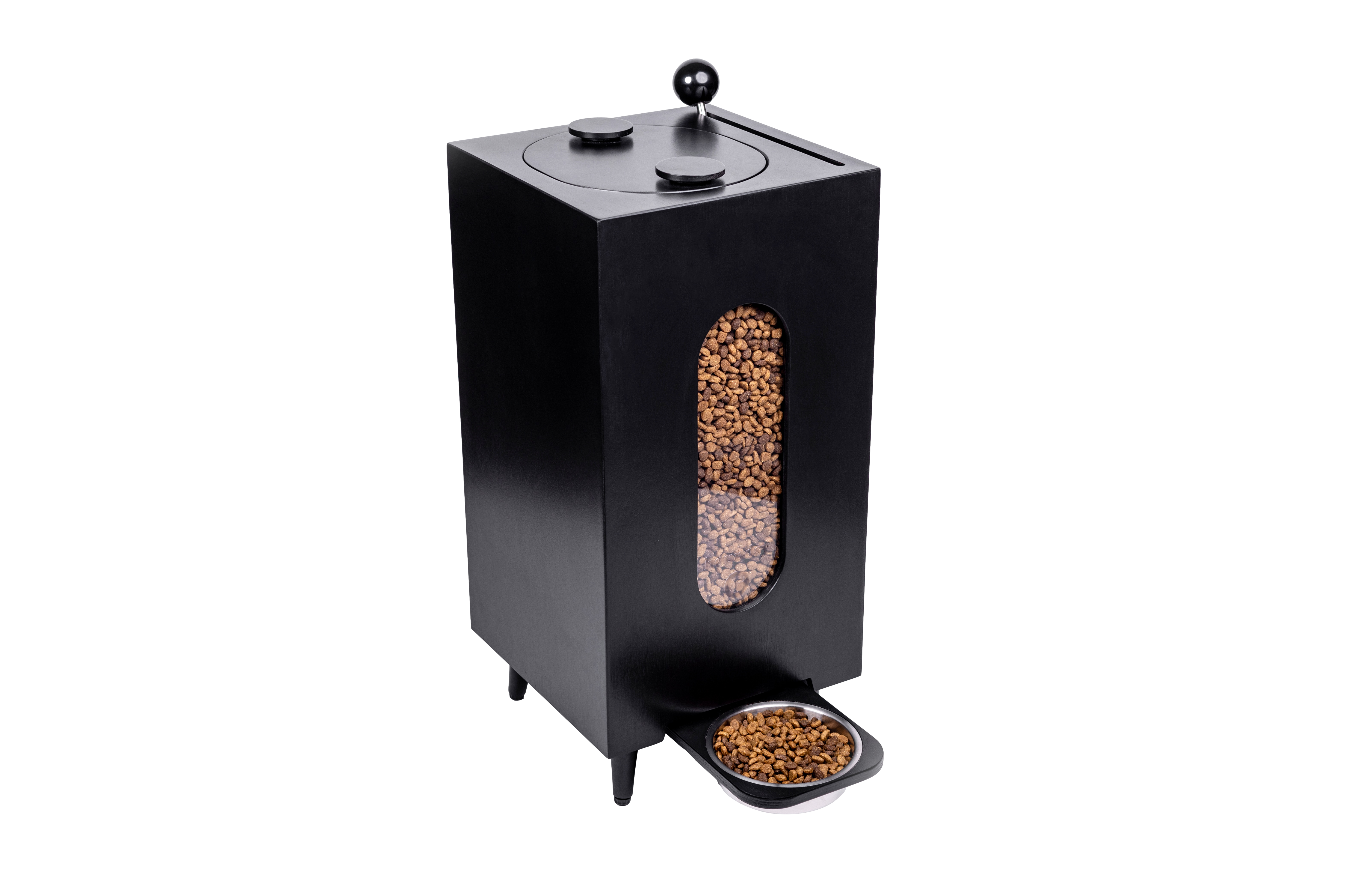 Aesthetic Dog Food Dispenser, Modern Automatic Kibble Feeder with Hidden Storage, Stylish Pet Station for Clean Home Spaces