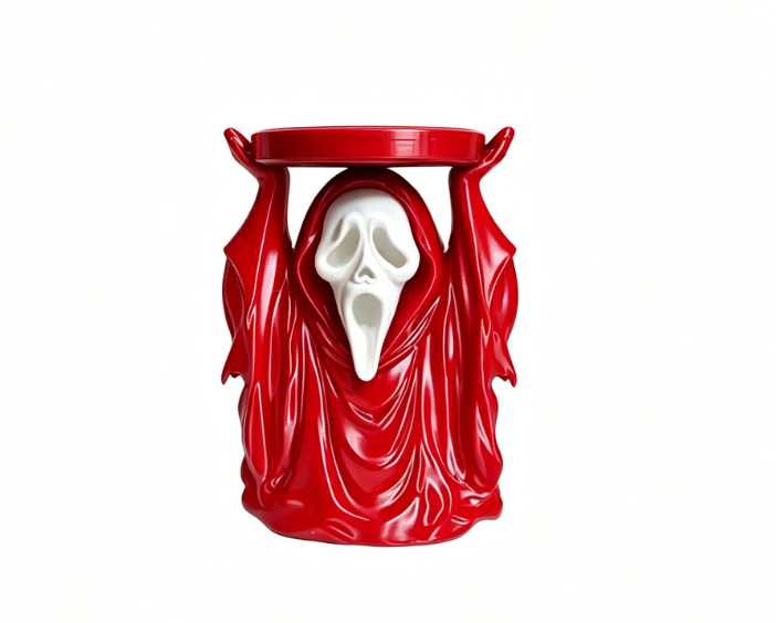 Ghostface Candle Holder Halloween Decor Pink Ghost Design for Spooky Season