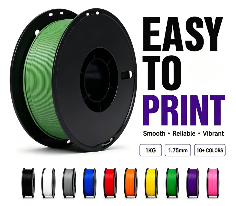 PLA+ 3D Printing Filament, 1.75mm 4-Color Gradient Filament, 2KG Tangle-Free Printing Material for FDM 3D Printers