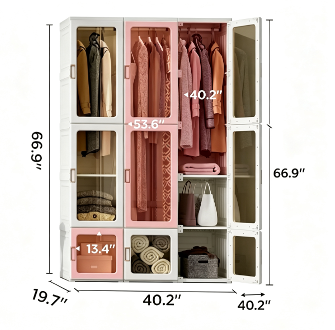 Portable Transparent Plastic Wardrobe Closet Organizer