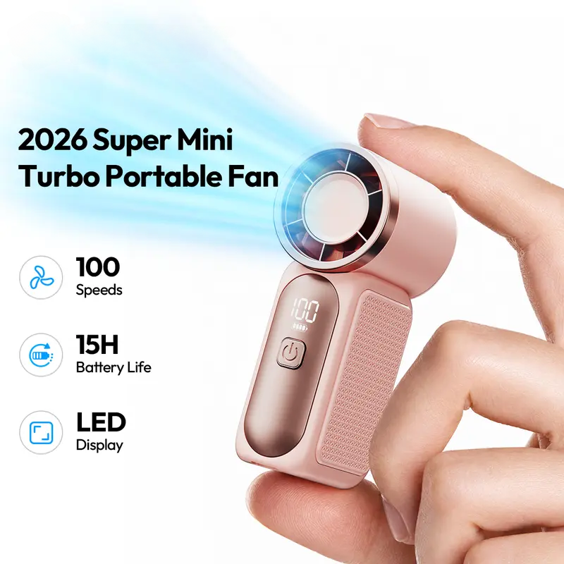 [15H Long Battery Life | 1-100 Speed Turbo] HF-18 Super Mini Handheld Fan, Portable Pocket Fan with Digital Display for Eyelash & Makeup Drying, Hot Flashes, USB Rechargeable Travel Accessory, Gift tiktokshopbacktoschool