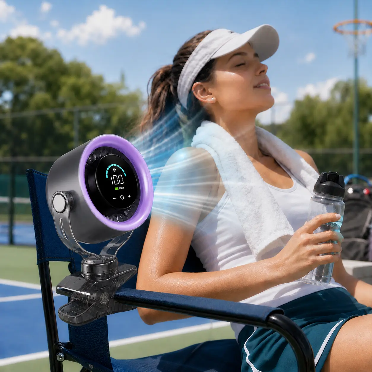 Cordless Rechargeable Wireless Compact Clip-on Workout Fan - 4000mAh Built-in Li-ion, Quiet Turbo Mode High-Speed, LED Display, Touch Control, 360° Rotation for Treadmills, Home Gyms, Outdoor Sports,back to school,back to school haul