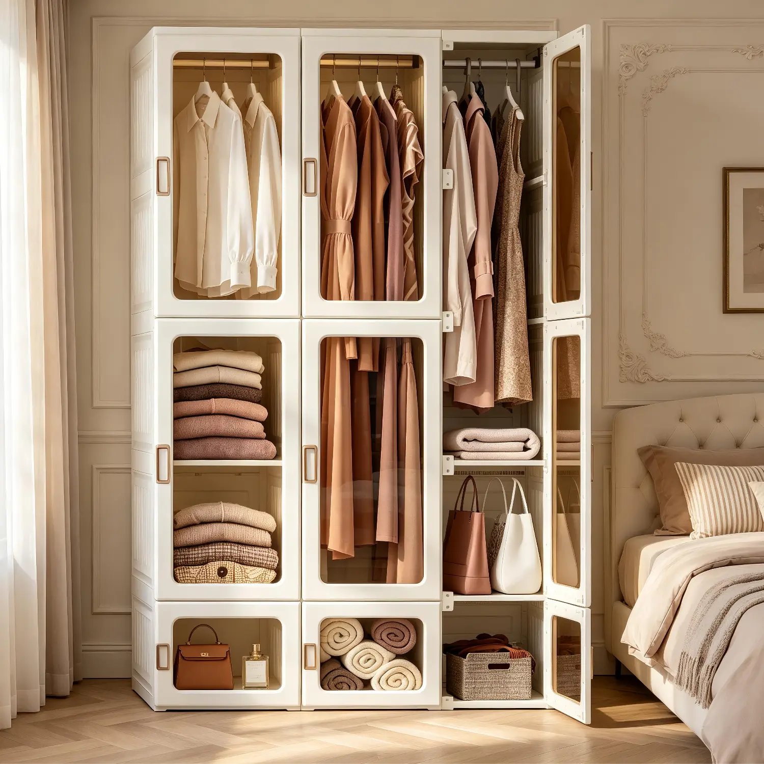 Portable Transparent Plastic Wardrobe Closet Organizer