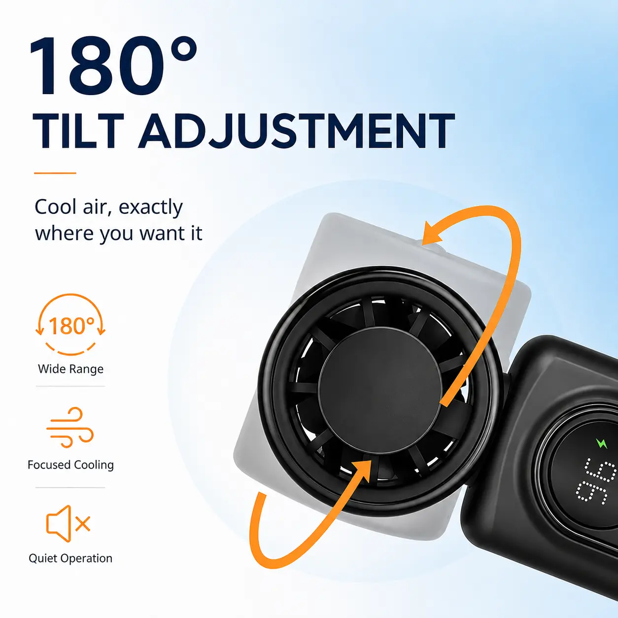 3-in-1 Mini Portable Handheld Clip Cooling Fan - 3000mAh Rechargeable Battery, 5 Speeds, 180° Adjustable Airflow, USB Powered, Ideal for Travel, Office, Travel Stuff, Portable Fans Essentials