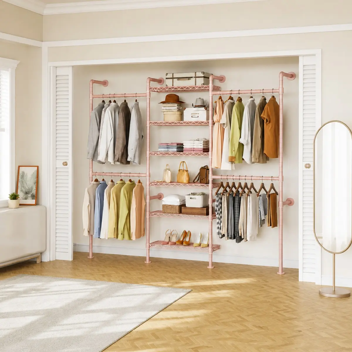 Wall Mounted Closet System, Industrial Pipe Rack