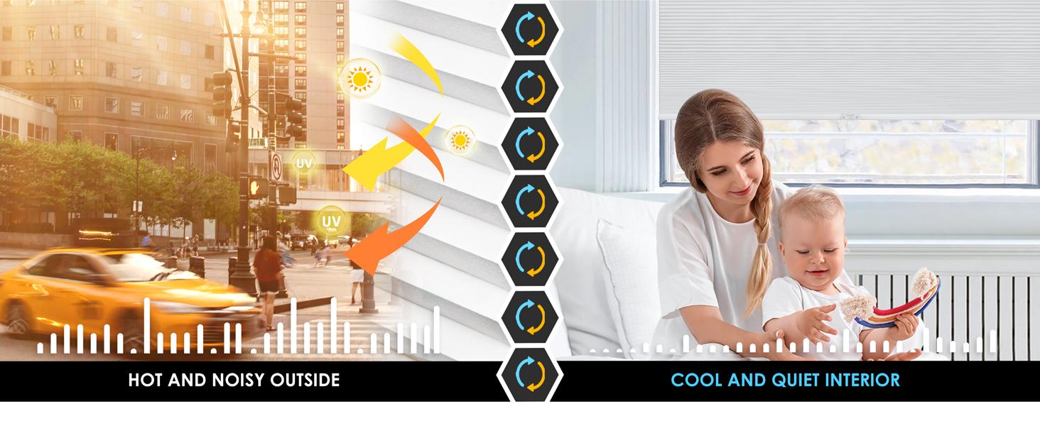 No Drill Cordless Cellular Shades - Easy Install Honeycomb Blinds for Windows, 20'' W x 48'' H, White Home & Kitchen
