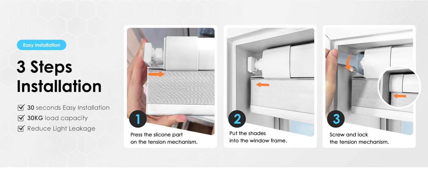 No Drill Cordless Cellular Shades - Easy Install Honeycomb Blinds for Windows, 20'' W x 48'' H, White Home & Kitchen