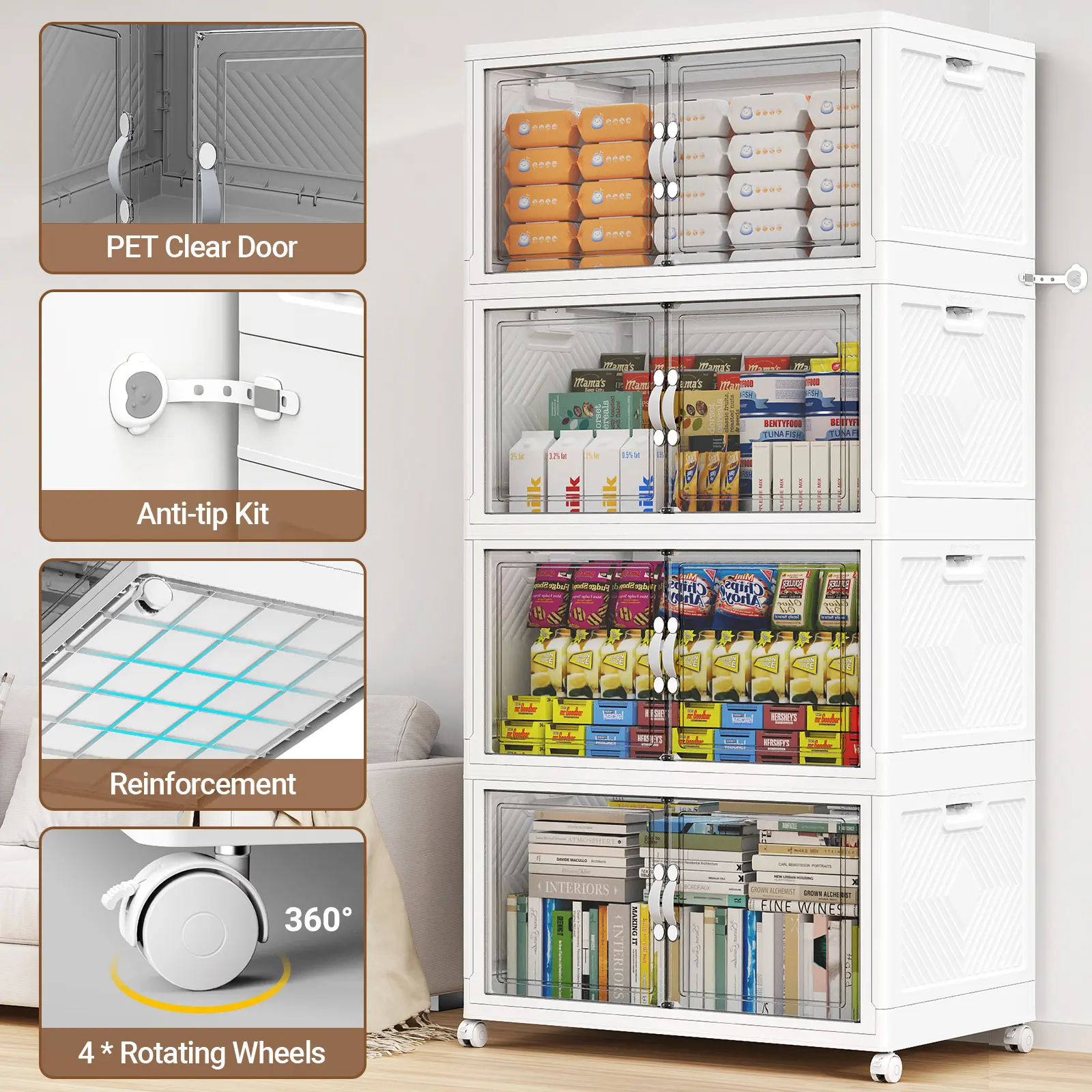 Stackable Clear Storage Bins with Wheels