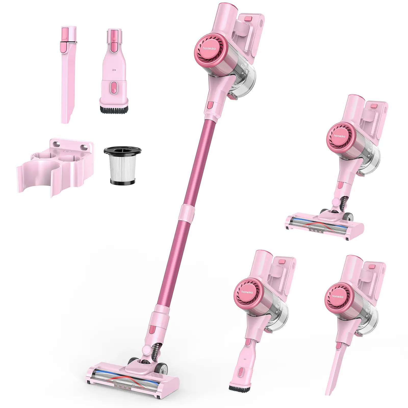 Power‑run cordless vacuum with 3 suction modes, detachable long‑life battery, LED brush head and handy accessories for full‑house one‑hand cleaning.