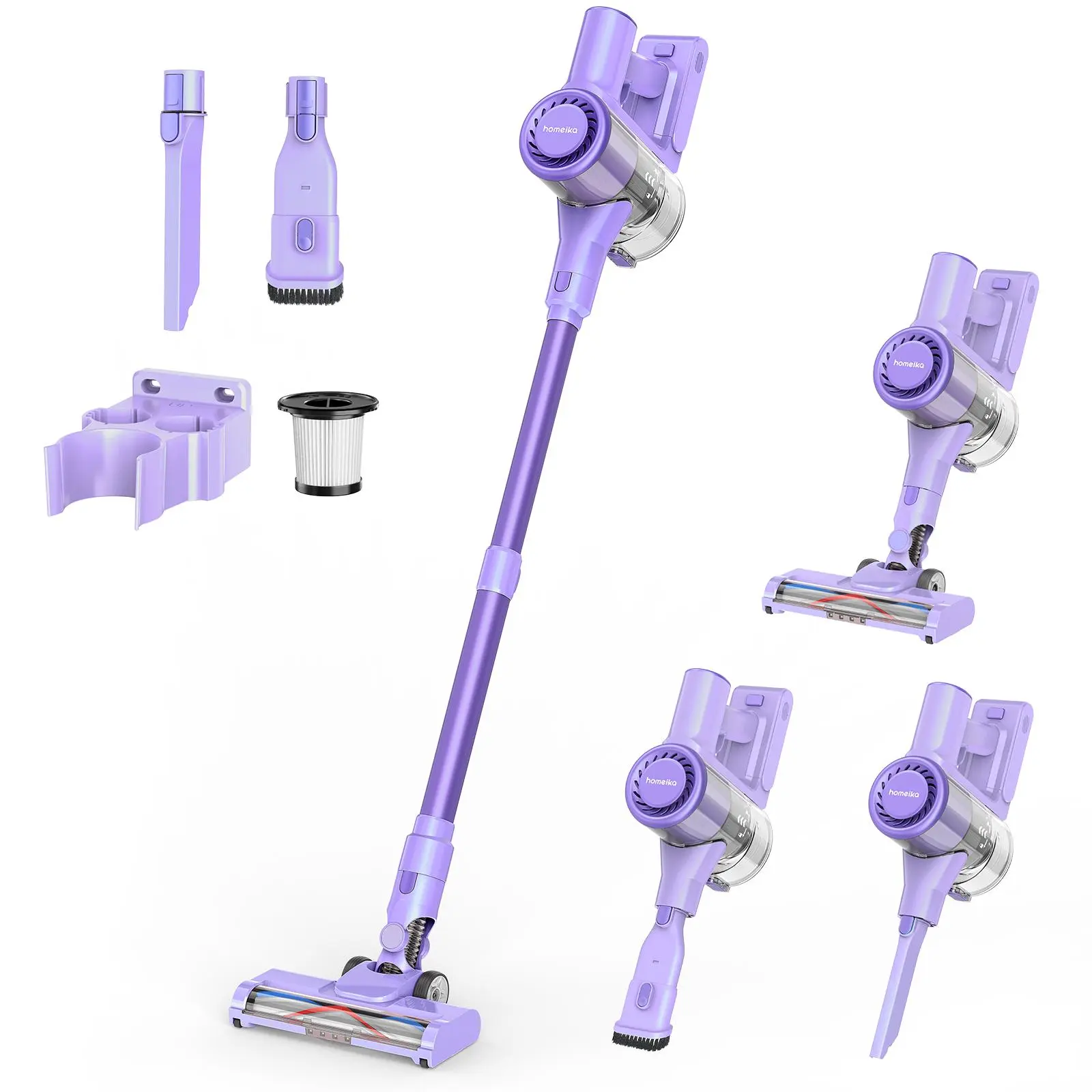 Power‑run cordless vacuum with 3 suction modes, detachable long‑life battery, LED brush head and handy accessories for full‑house one‑hand cleaning.