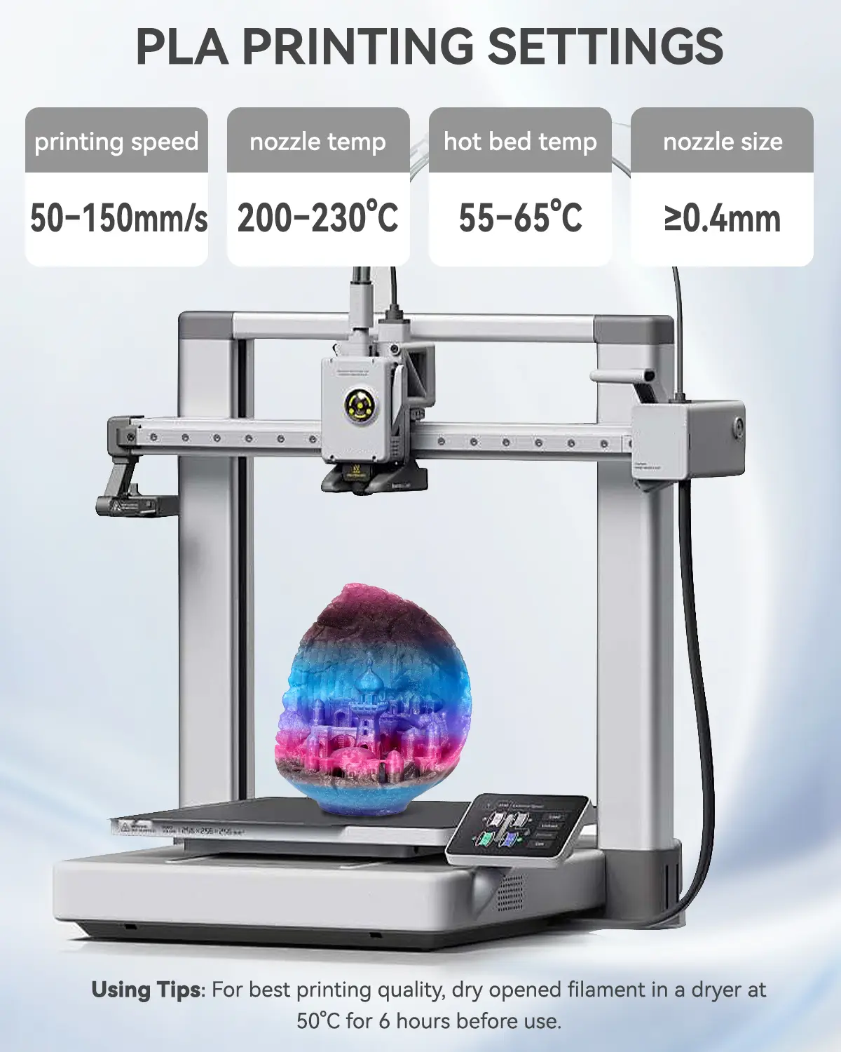 PLA+ 3D Printing Filament 1.75mm Gradient Color 1KG for FDM Printers