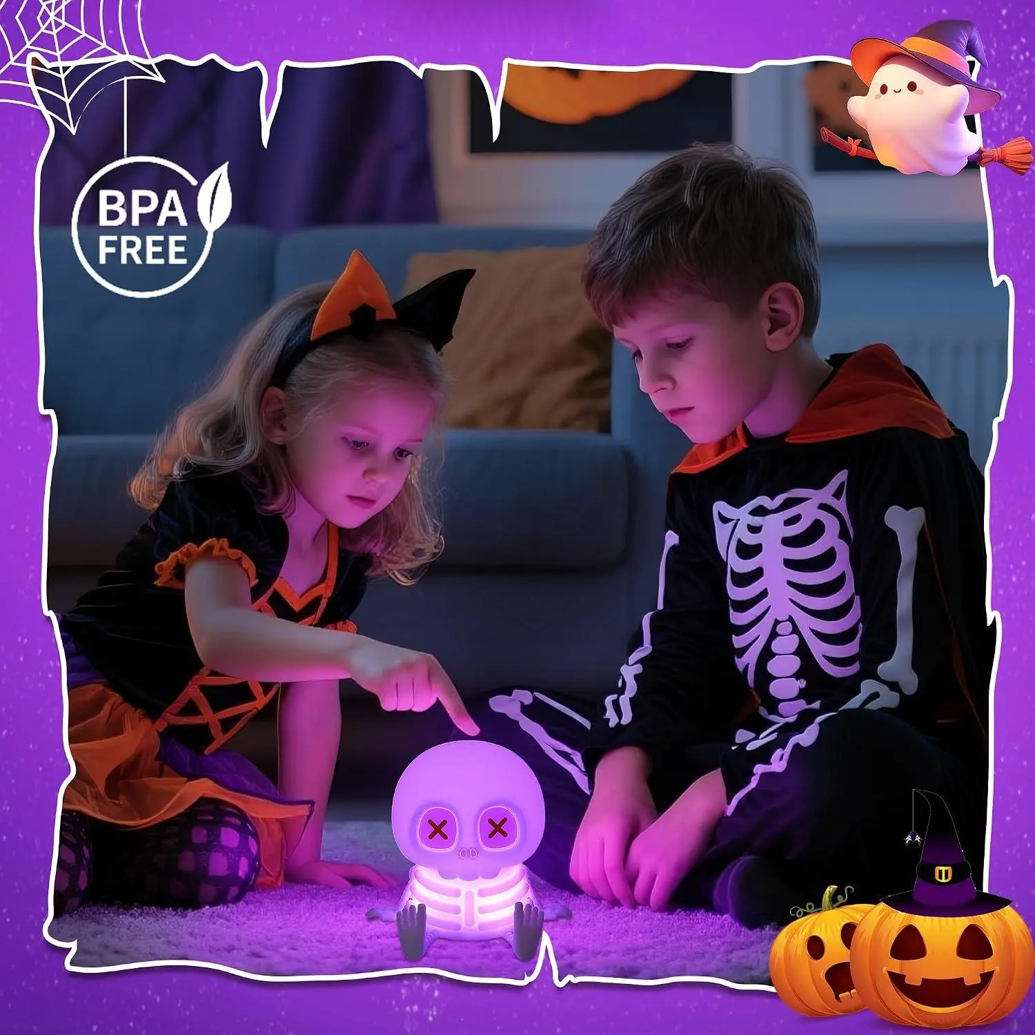 Skull Night Light LED Silicone Color-Changing Lamp Outdoor