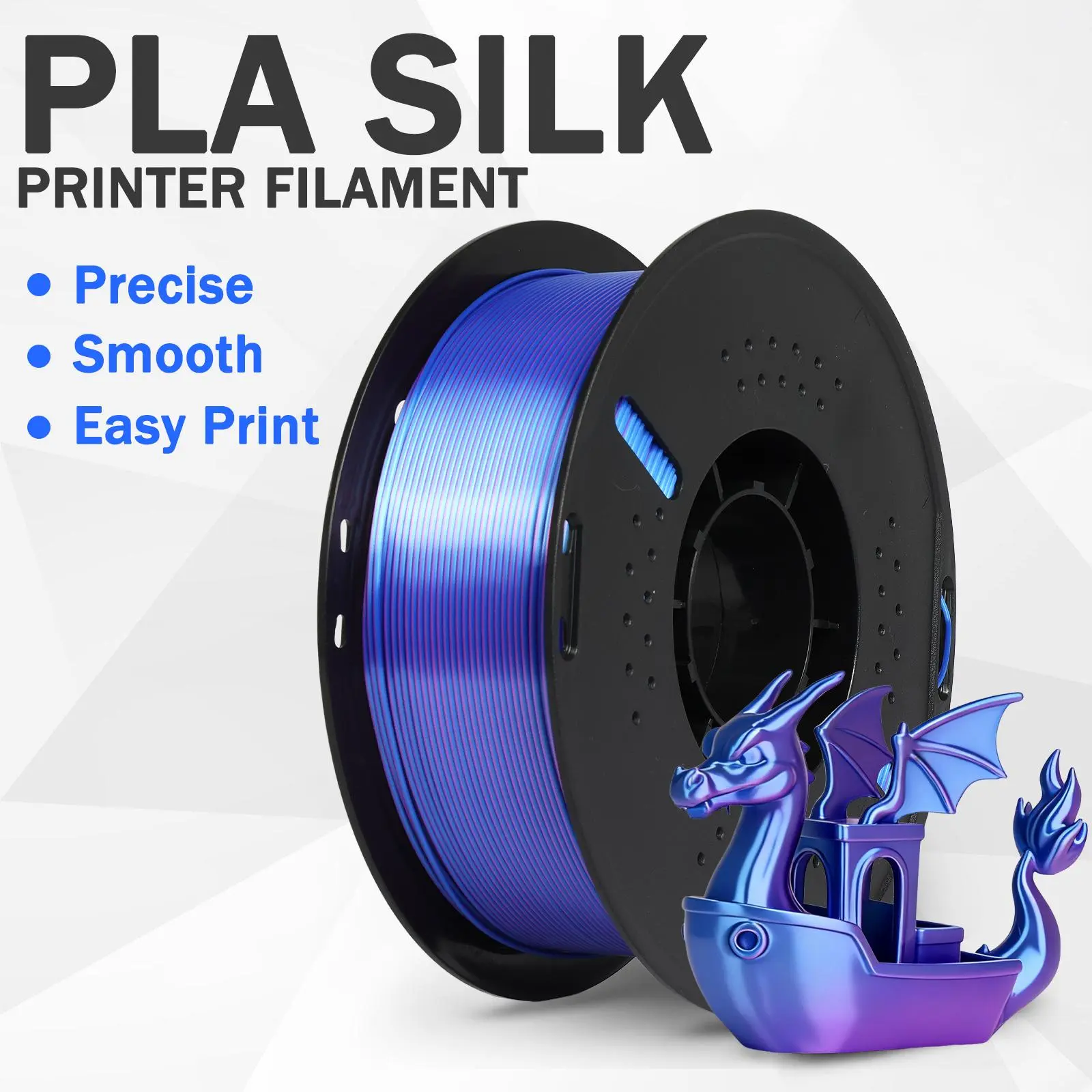 PLA+ 3D Printing Filament, 1.75mm 4-Color Gradient Filament, 2KG Tangle-Free Printing Material for FDM 3D Printers