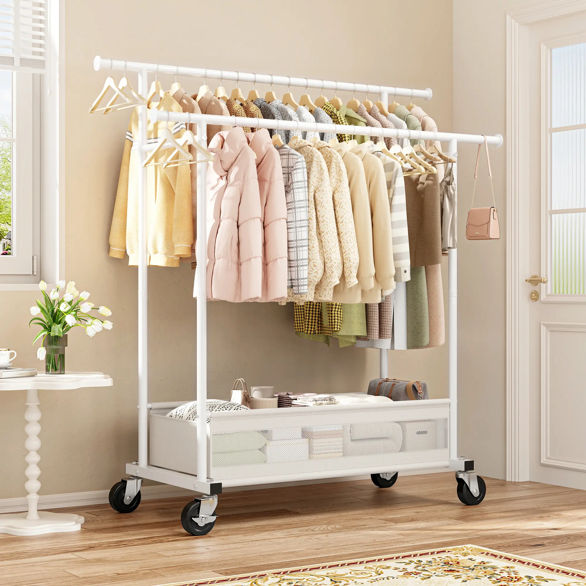Heavy Duty Clothing Rack with Wheels