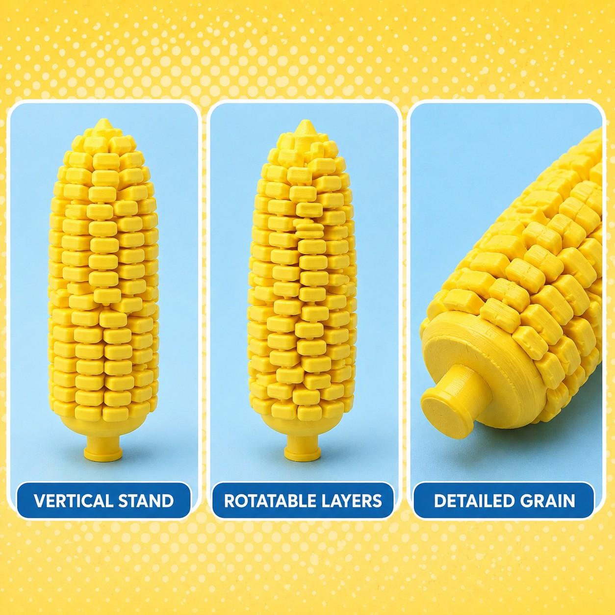 3D Printed Corn COB Toy with Joint Movement, Stress Relief Simulation, Office Relaxation Tool, Perfect Gift Idea, Fidget Gadget, Stress Relieving Tool, Stress Relief Tools, Fidgeting
