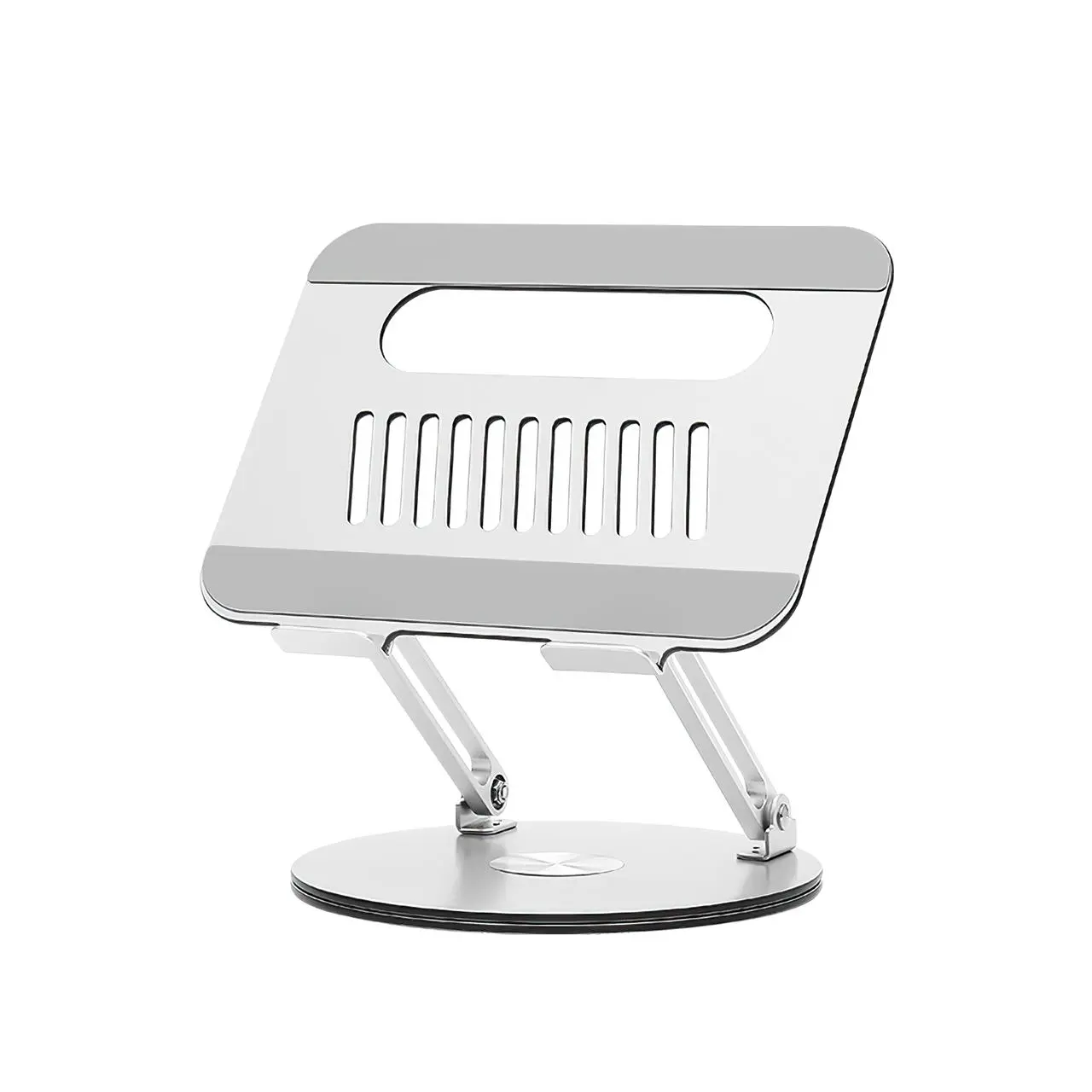 【360° Rotating Laptop Stand】Adjustable Foldable Aluminum Laptop Stand, 2-in-1 Multifunctional Laptop Stand Hub for Gaming laptop & Mobile stand,Gray