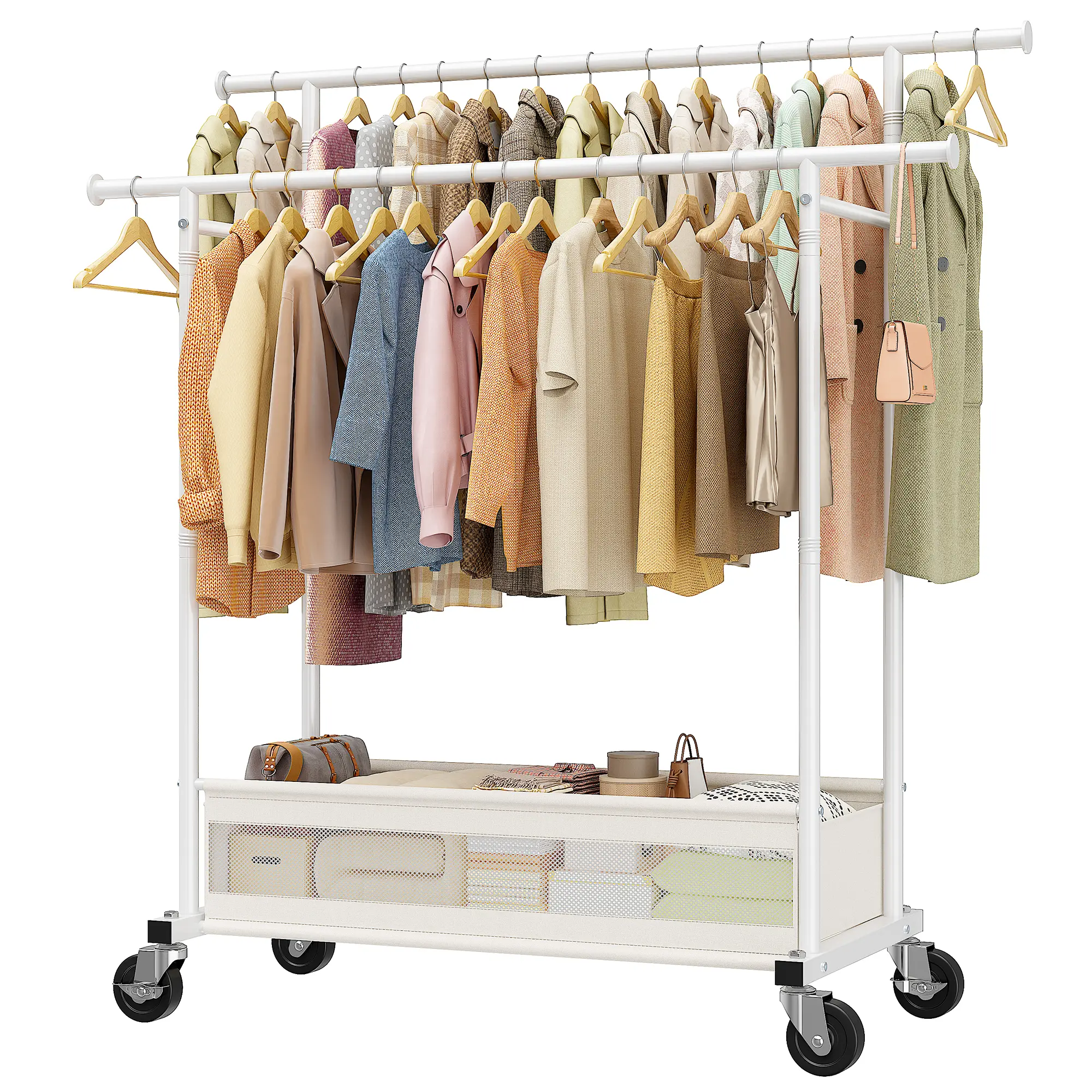 Heavy Duty Clothing Rack with Wheels