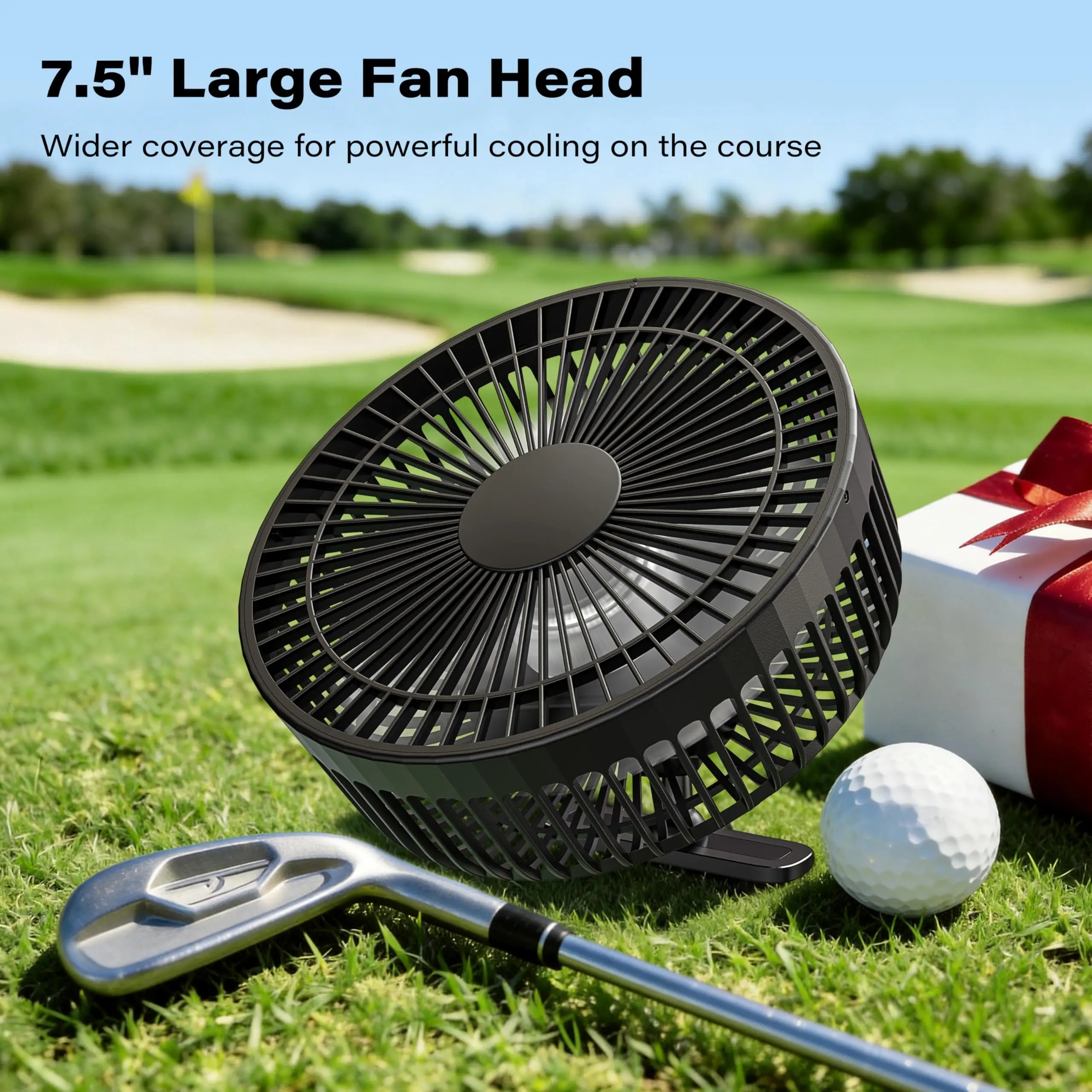 Magnetic Golf Cart Fan for EZGO Club Car Yamaha, 7.5" Rechargeable Portable Fan, 4 Speeds, Up to 28H Runtime, Strong Magnetic Mount, Battery Operated Cooling Fan for Hot Golf Rounds,dorm essentials,home essentials