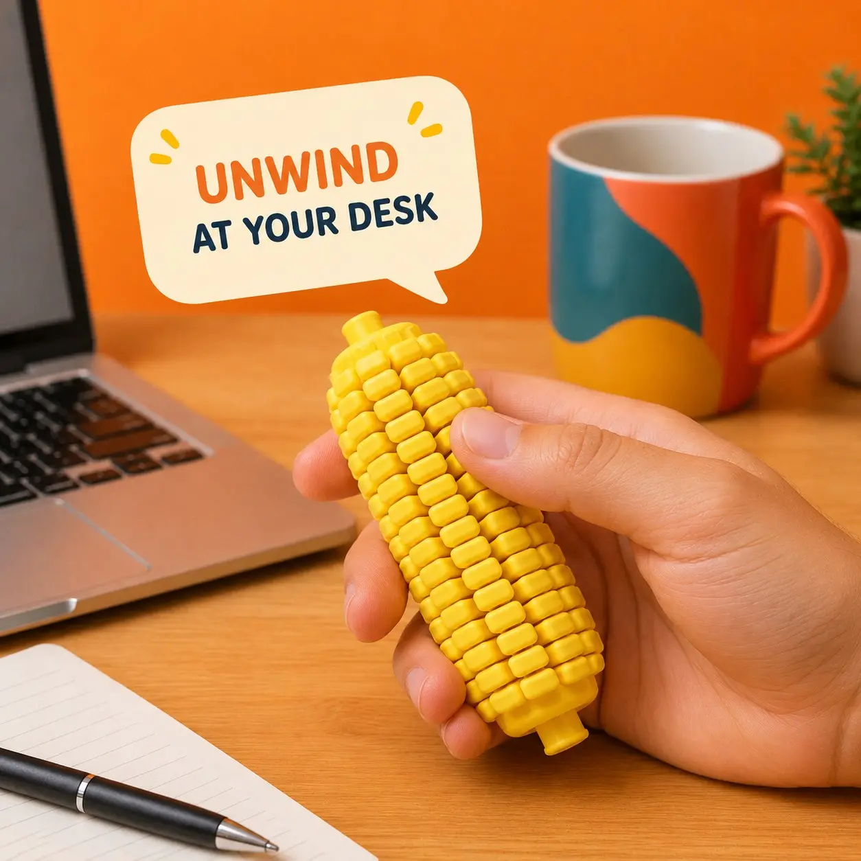 3D‑Printed Movable Joint Corn Cob Fidget Toy, Simulation Stress Relief Desk Gadget, Office Relaxation Fidget Tool, Novelty Gift for Adults