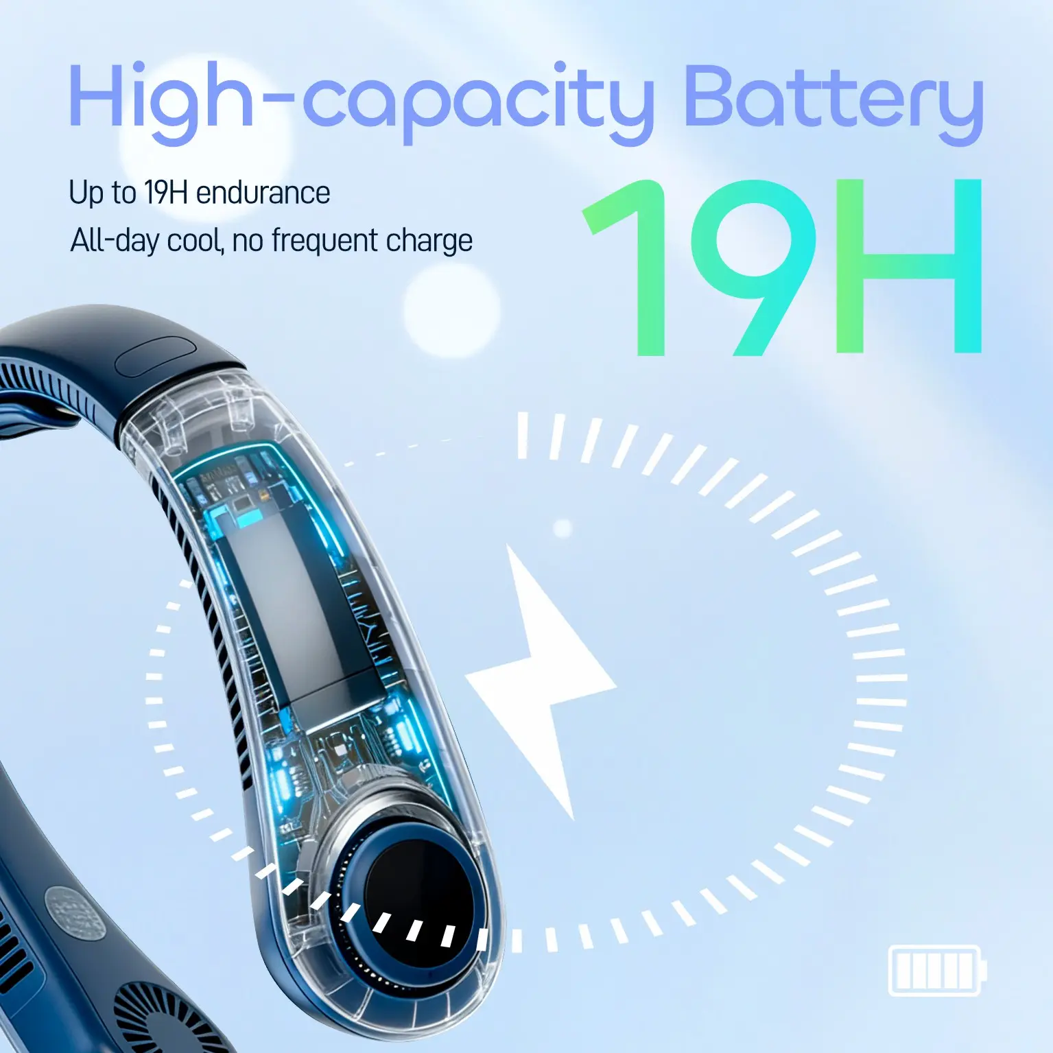 Hands-Free Portable Neck Fan, 5-Speed, LED Display, 5000mAh Rechargeable Wearable Cooling Personal Fan, Neck Support, Bladeless Neck Air Conditioner, Summer Gifts for Women/Men