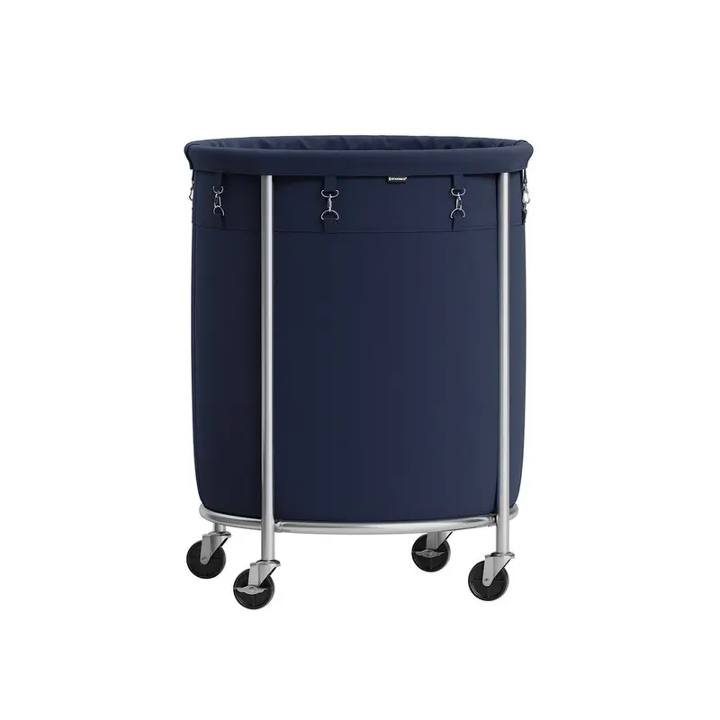 Spacious 45‑gallon rolling laundry hamper with waterproof 600D polyester body and sturdy steel frame, lockable wheels and 66lb load capacity for easy home clothes storage and movement.