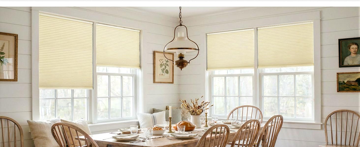 No Drill Cordless Cellular Shades - Easy Install Honeycomb Blinds for Windows, 20'' W x 48'' H, White Home & Kitchen