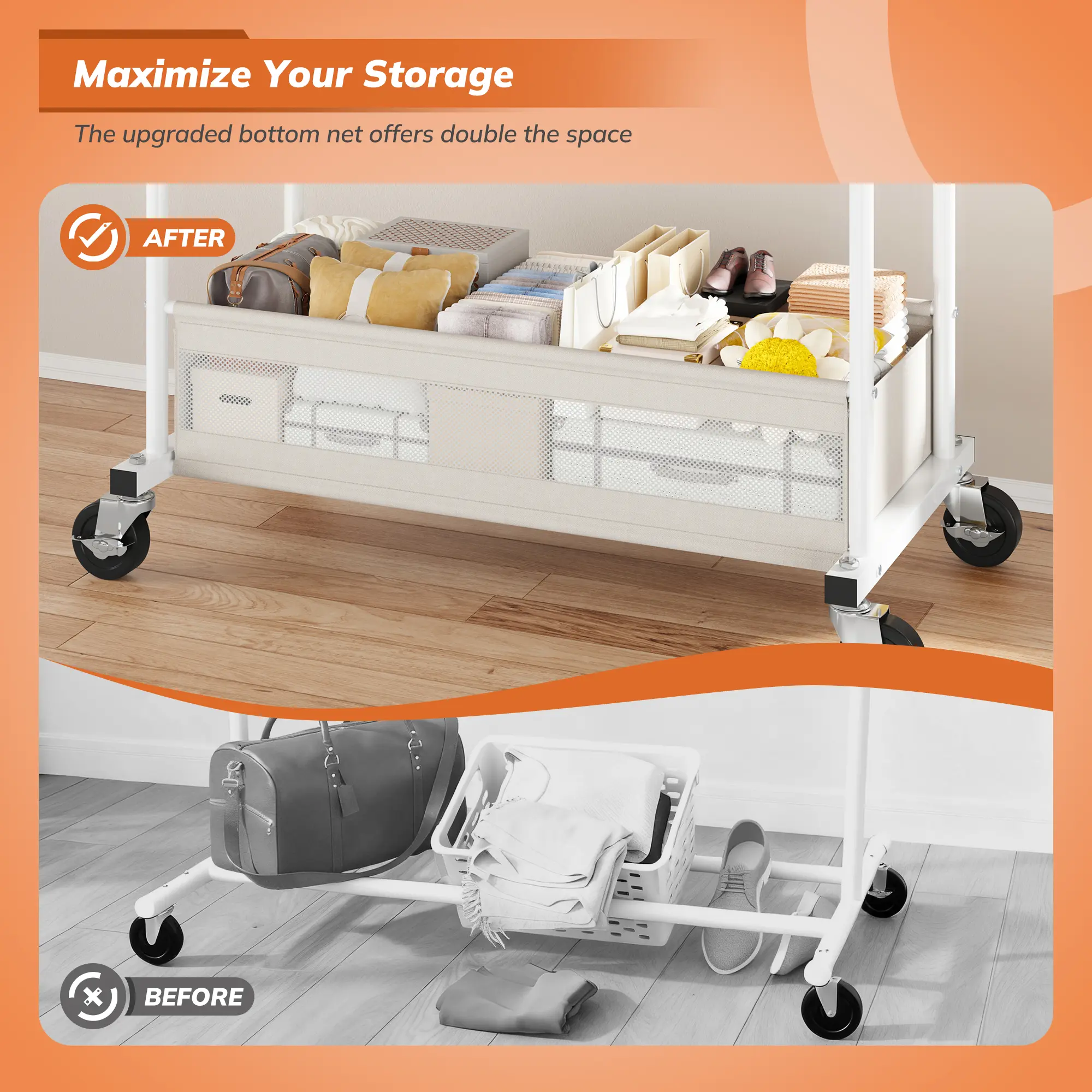 Heavy Duty Clothing Rack with Wheels