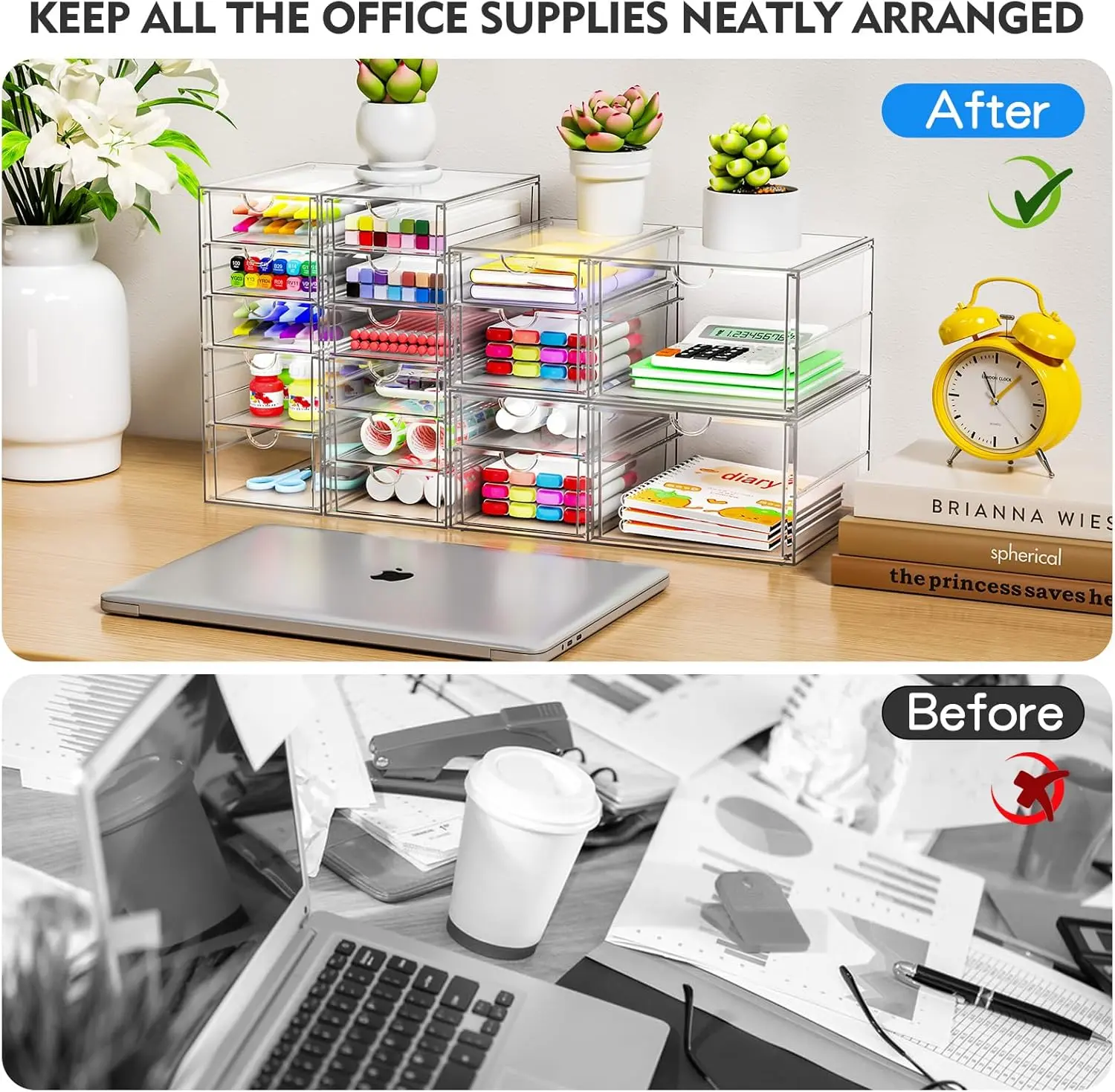 13 Drawer Clear Acrylic Organizer, Storage Organizer for Bathroom Vanity, Makeup, Kitchen Pantry, Countertop and Home Organization