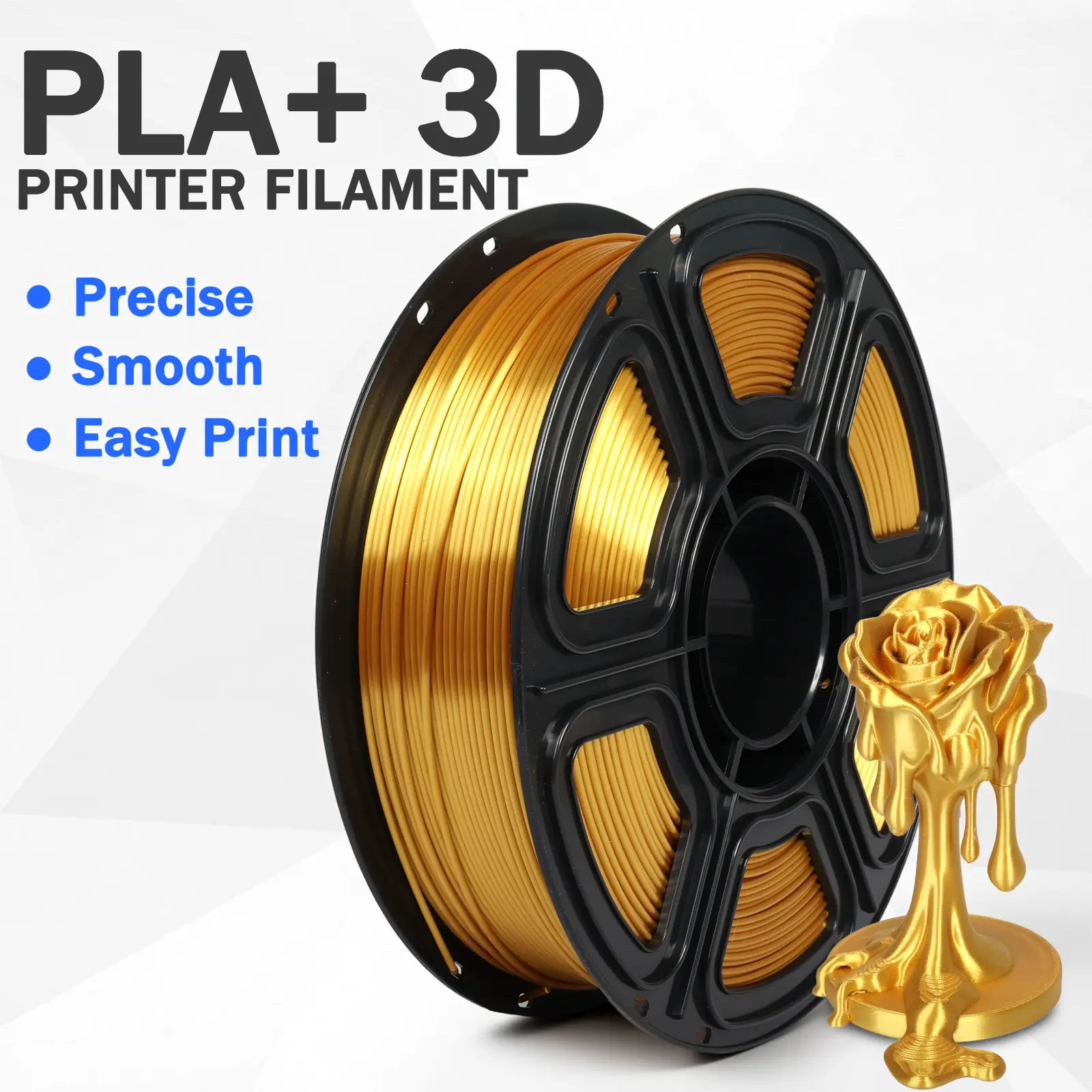 PLA+ 3D Printing Filament, 1.75mm 4-Color Gradient Filament, 2KG Tangle-Free Printing Material for FDM 3D Printers