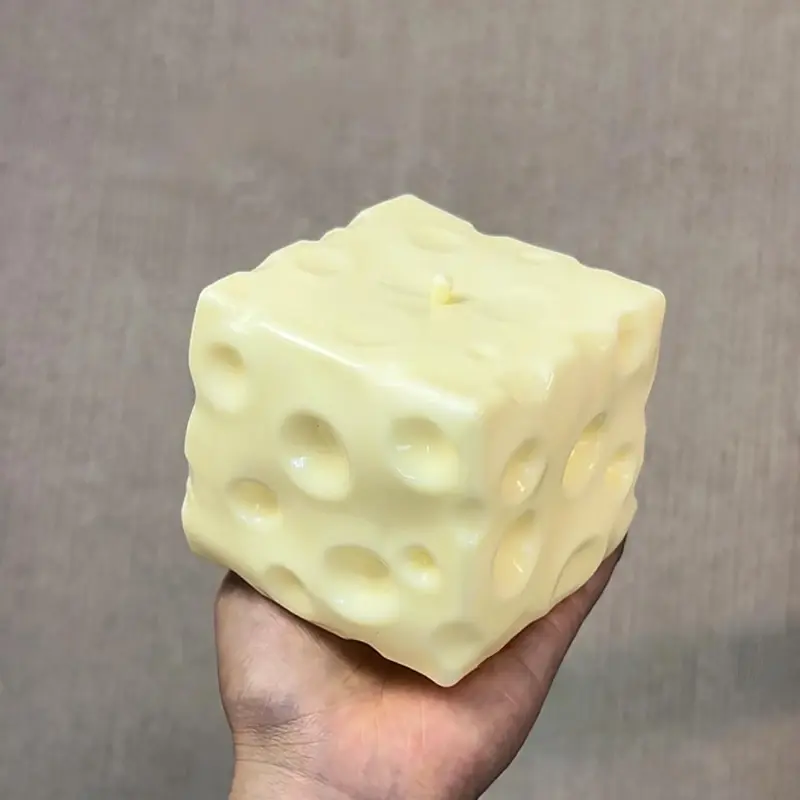 Yellow Square Cheese Slow Rise Squishy Toy Block Filled Soft Crinkle Sound Sensory Toy for Kids No Smell Gift for Boys Girls