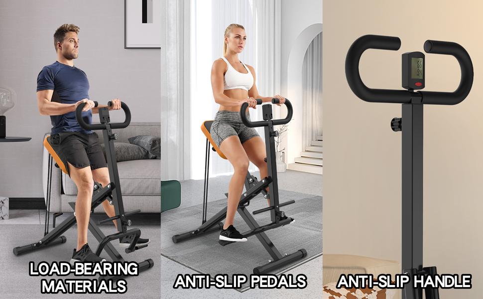 SAYGOGO Squat Workout Machine for Home Fitness, Rodeo Core Exercise Machine, 260lbs Foldable Adjustable 4 Resistance Bands,Ride & Rowing Machine for Botty Glutes Butt Thighs,Ab Back/Leg Press Hip Thrust