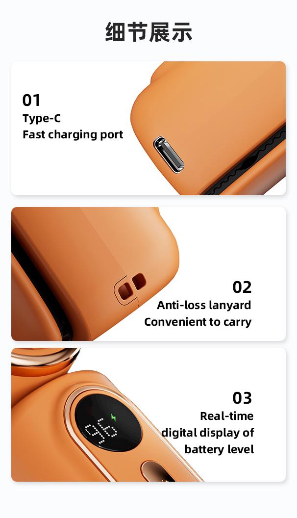 Lzaitai 3-in-1 Mini Portable Handheld Clip Cooling Fan - 3000mAh Rechargeable Battery, 5 Speeds, 180&deg; Adjustable Airflow, USB Powered, Ideal for Travel, Office, Travel Stuff, Portable Fans Essentials