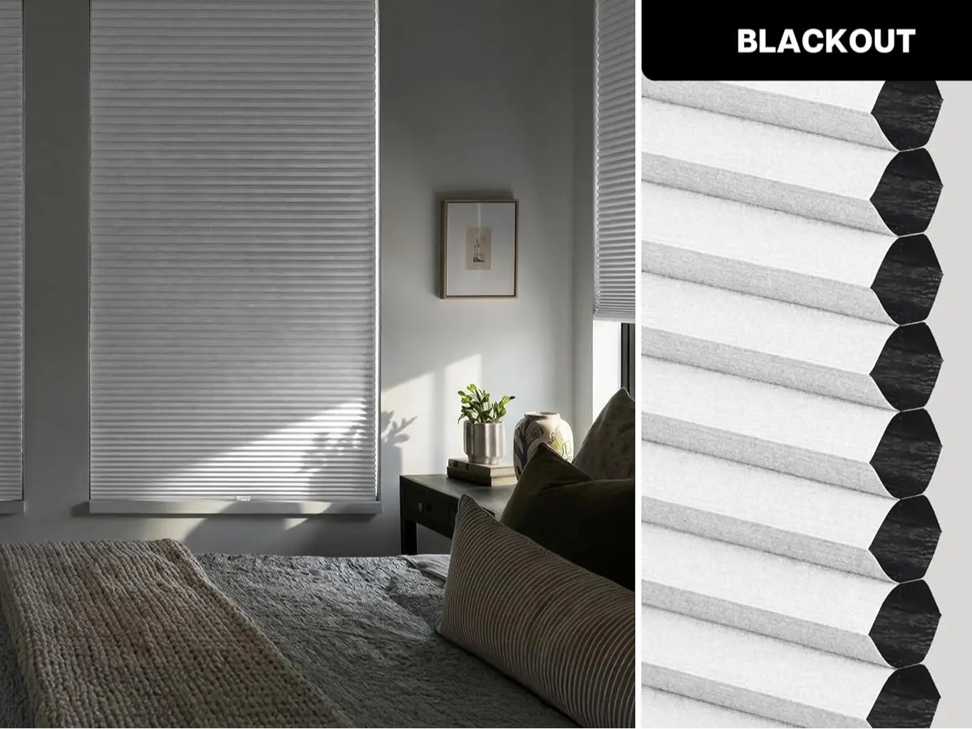 No Drill Cordless Cellular Shades - Easy Install Honeycomb Blinds for Windows, 20'' W x 48'' H, White Home & Kitchen