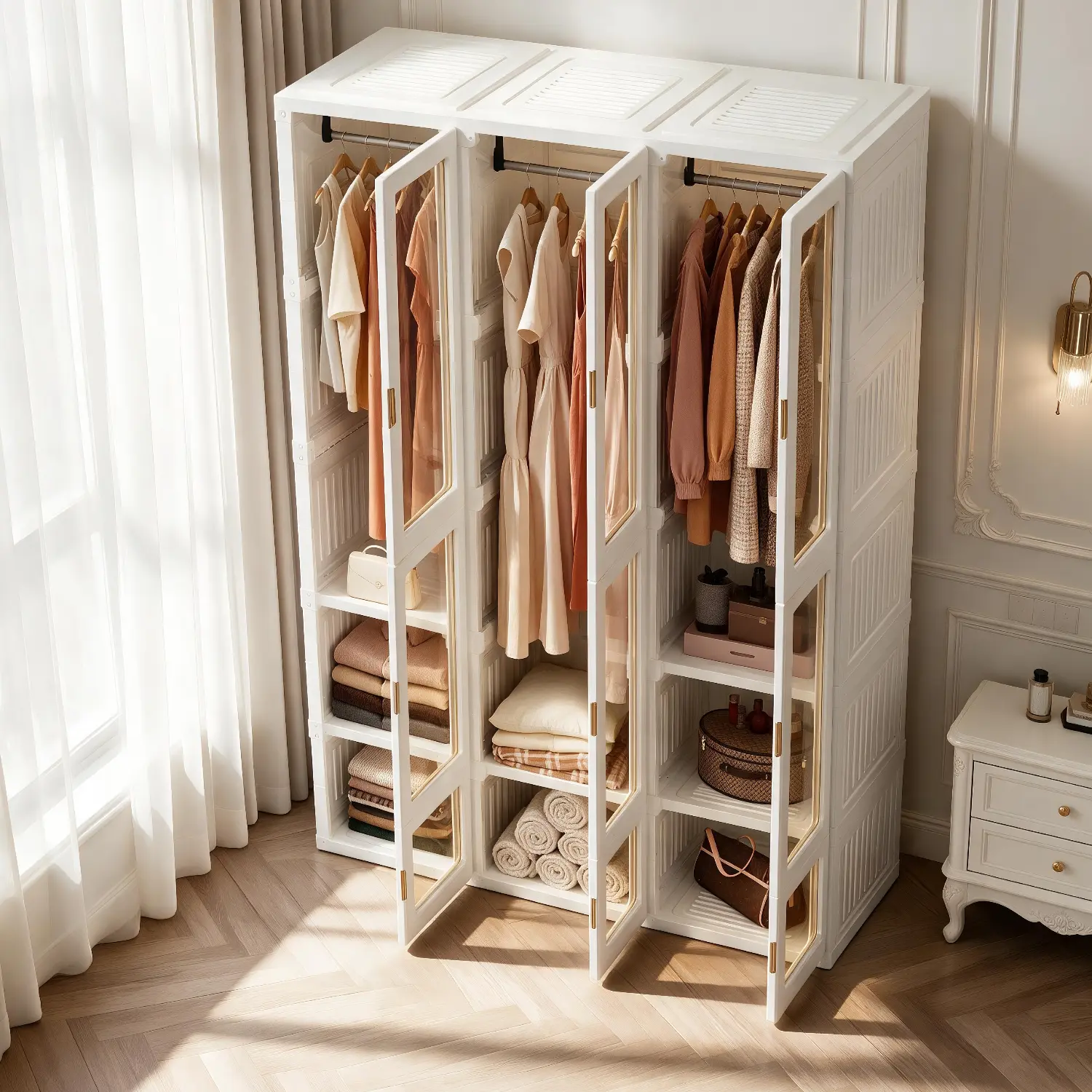 Portable Transparent Plastic Wardrobe Closet Organizer