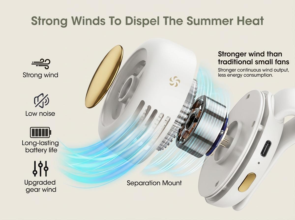 Windyway Portable Silent Mini Bladeless Electric Fan,Adjustable 3-speed Suspended Waist Fans,Phone Cooling Fan,Personal Fan,Rotating BodyFan Suitable for Outdoor Travel,fathersdaygift,rechargeable personal fan,handheld turbo fan,Perfect Gift