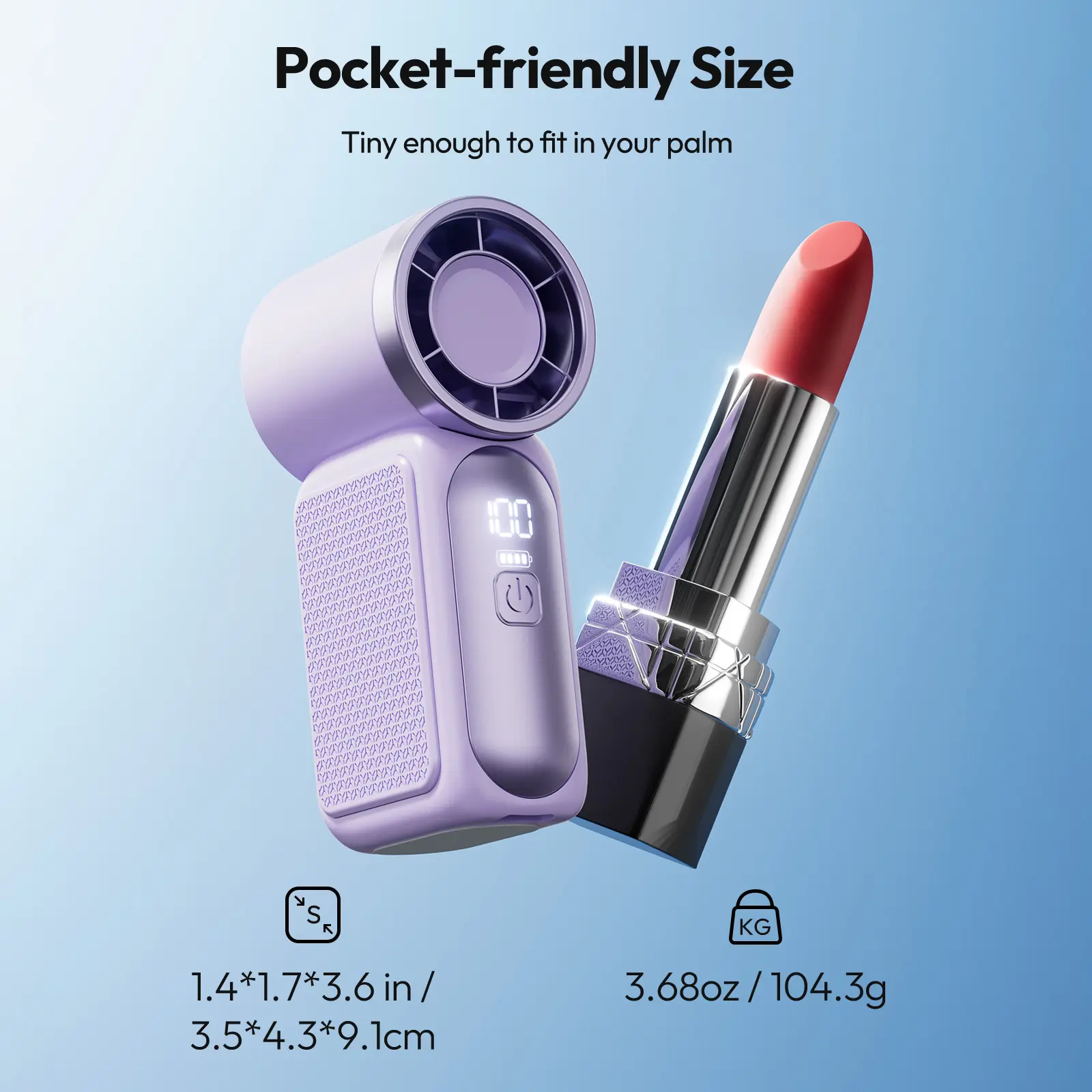 [15H Long Battery Life | 1-100 Speed Turbo] HF-18 Super Mini Handheld Fan, Portable Pocket Fan with Digital Display for Eyelash & Makeup Drying, Hot Flashes, USB Rechargeable Travel Accessory, Gift tiktokshopbacktoschool