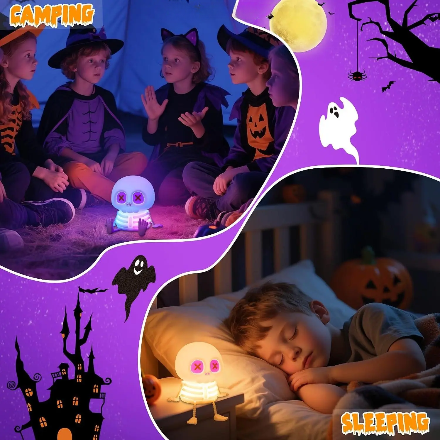 Skull Night Light LED Silicone Color-Changing Lamp Outdoor